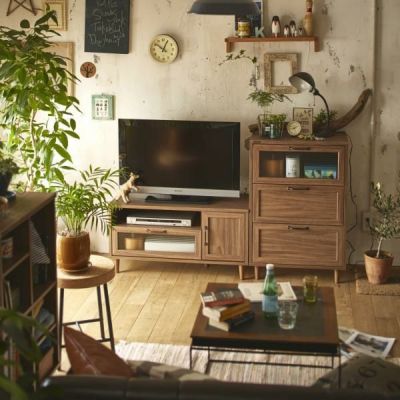 直送 波ガラスを使用したデザインテレビ台 チェストセット ダークブラウン 新生活 ミッドセンチュリー レトロ 男前インテリア 一人暮らし ローボード 衣類収納 収納 可愛い 新生活セット 生活雑貨 公式 家具 インテリア雑貨の通販